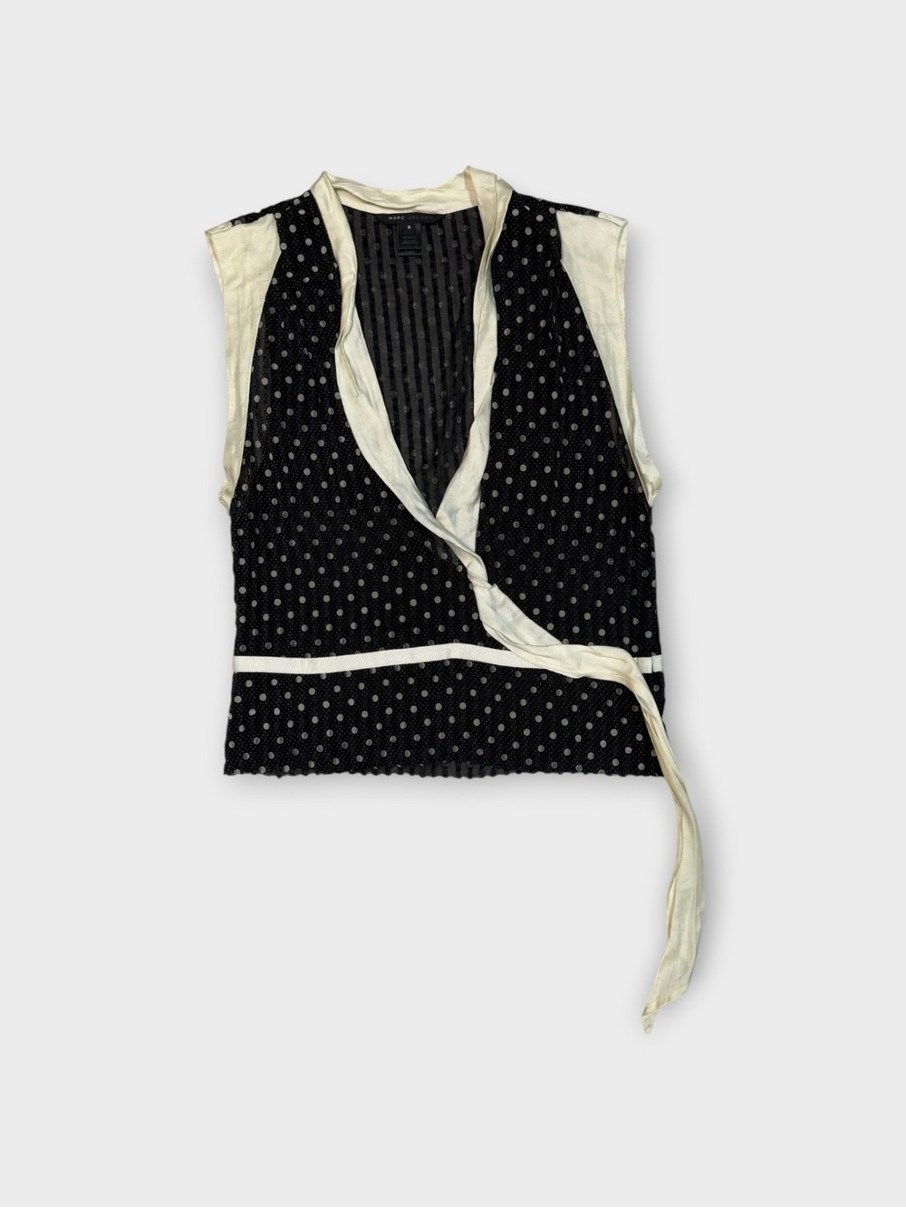 Marc Jacobs Silk Devoré Polka Dot Blouse with Sash